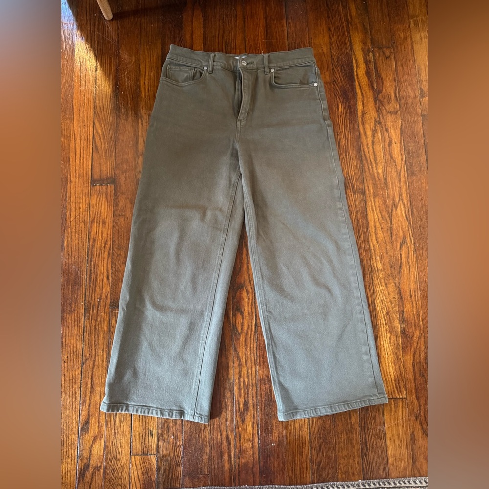 LOFT Women's Wide Leg Olive Jeans